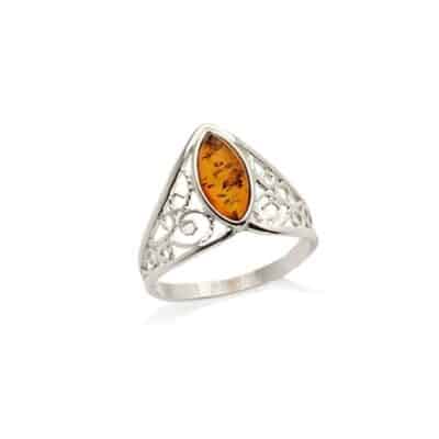 Bague ambre et argent - 57