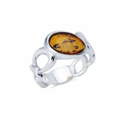 Bague ambre et argent - 57