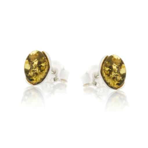 Boucles d’oreilles ambre vert et argent