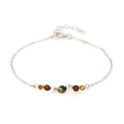 Bracelet ambre multicolore et argent