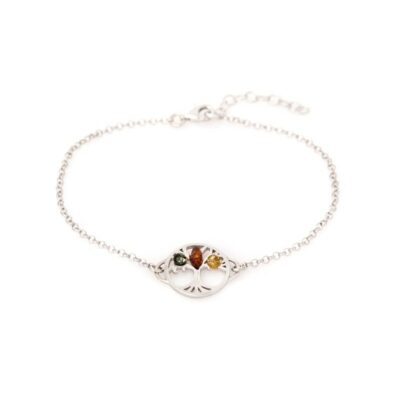 Bracelet ambre multicolore arbre de vie