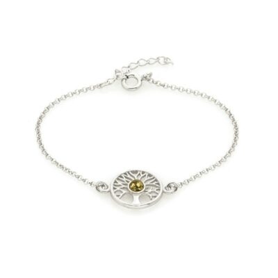 Bracelet ambre vert et argent