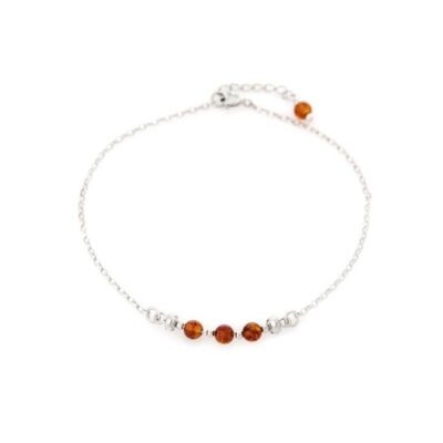 Chaîne de cheville ambre et argent