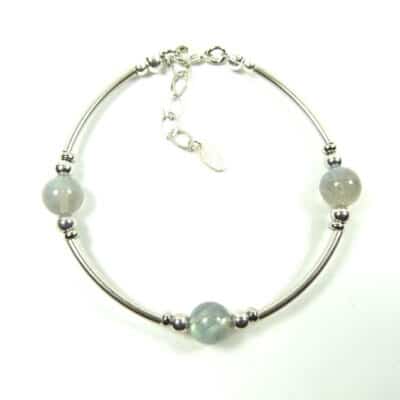 Bracelet labradorite tubes argent