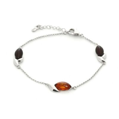 Bracelet ambre multicolore et argent