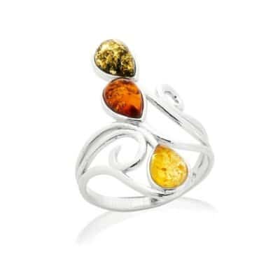 Bague ambre multicolore - 54