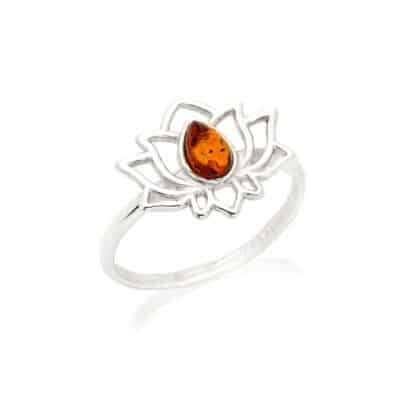 Bague ambre lotus - 57
