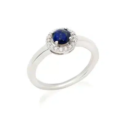 Bague lapis-lazuli, oxydes, argent rhodié - 54