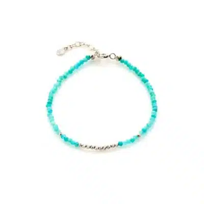 Bracelet amazonite facettée et argent rhodié
